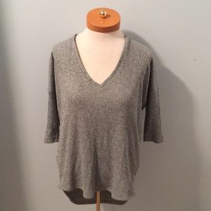 Express Gray Ribbed London Tee Size XS